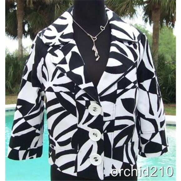 Cache Luxe Black White Lined Event Top Jacket Jackie-o Classic Swing NWT $158 - Picture 4 of 5
